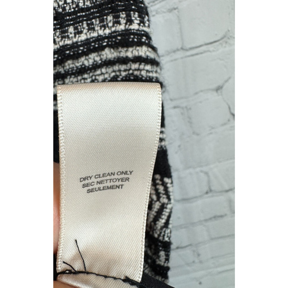 REBECCA TAYLOR black white cotton wool blend tweed fringe blazer jacket 0 - Picture 9 of 11